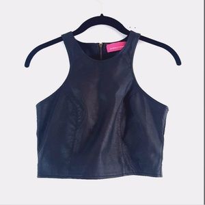 Pookie & Sebastian • Faux Leather Crop Top
